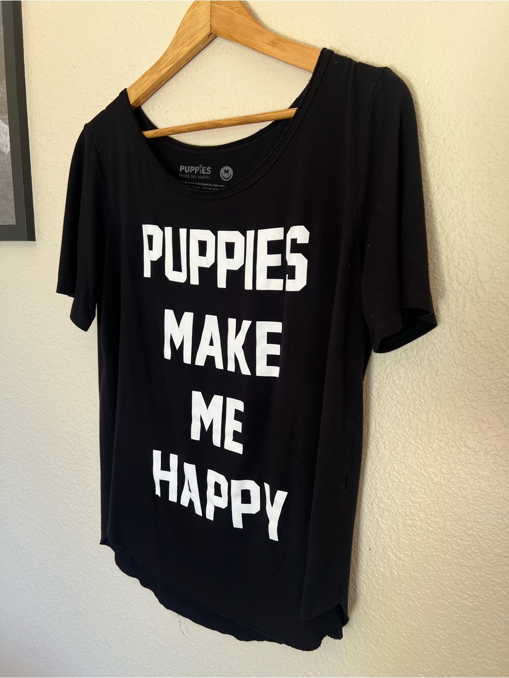 Puppies Make Me Happy Black Short Sleeve Tee - Picture 3 of 5
